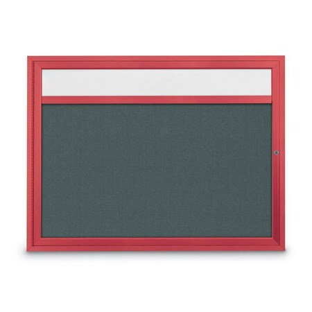 Slim Enclosed Corkboard, 30x36, Satin Alum Frame/Blue Spruce